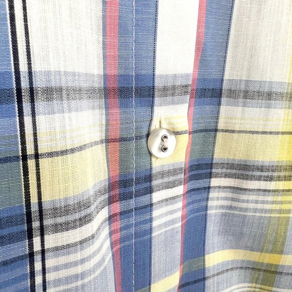 Allison Daley Plus Size 16W Blue Yellow Plaid Blouse Shirt Top Tropical Mature - Picture 5 of 9